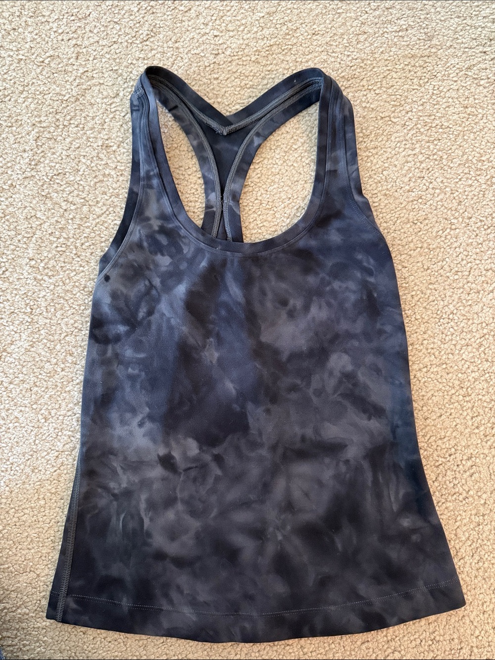 lululemon athletica Black and Charcoal Tie-Dye Racerback Tank